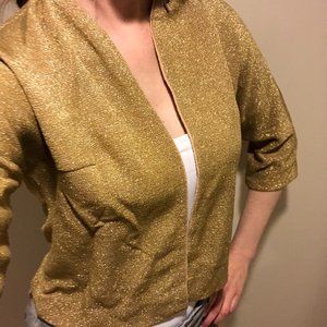 Vintage Gold Glitter Cardigan Sweater Blazer